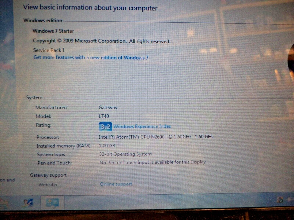 Винтажный шлюз ZE7 нетбук мини ноутбук компьютер LT40 Intel Windows 7 стартер - Изображение 3 из 4