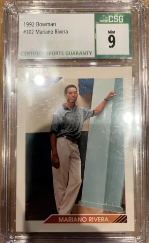 1992 MARIANO RIVERA ROOKIE PSA 9 BOWMAN HOF NEW YORK YANKEES SHARP (#302) RZC