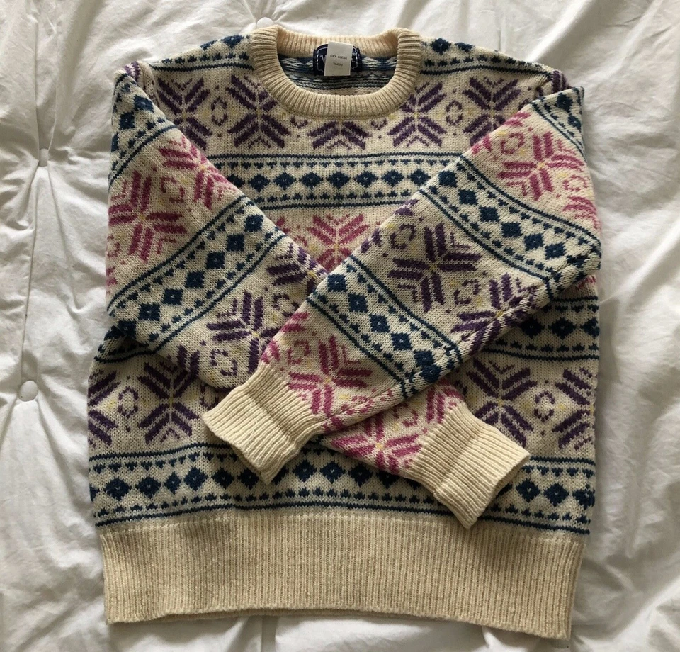 Suéter de Lana Copos de Nieve De Colección The Woolrich Mujer Rosa Azul Púrpura Talla Mediana Foto 2 de 4