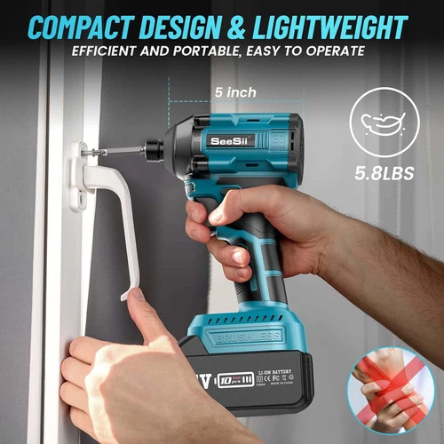 Seesii Brushless Cordless Impact Wrench High Torque Electric Impact Driver Kit - Picture 7 of 9