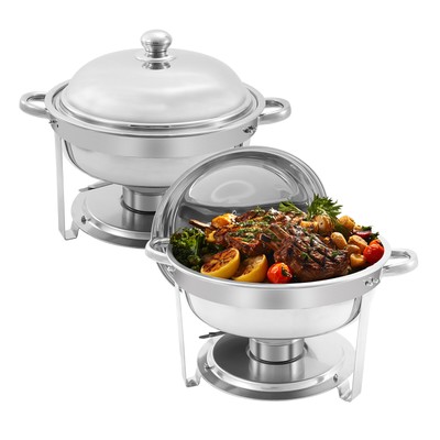 6QT 2/4/6/8 Pcs Stainless Steel Chafing Dish Buffet Set, Round Food Warmer