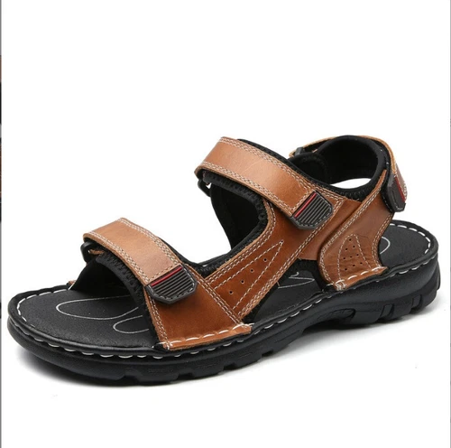 Herren Leder Sommer Sandalen Schuhe Outdoor StrandUrlaub Sport Freizeit Sandalen - Bild 15 von 22