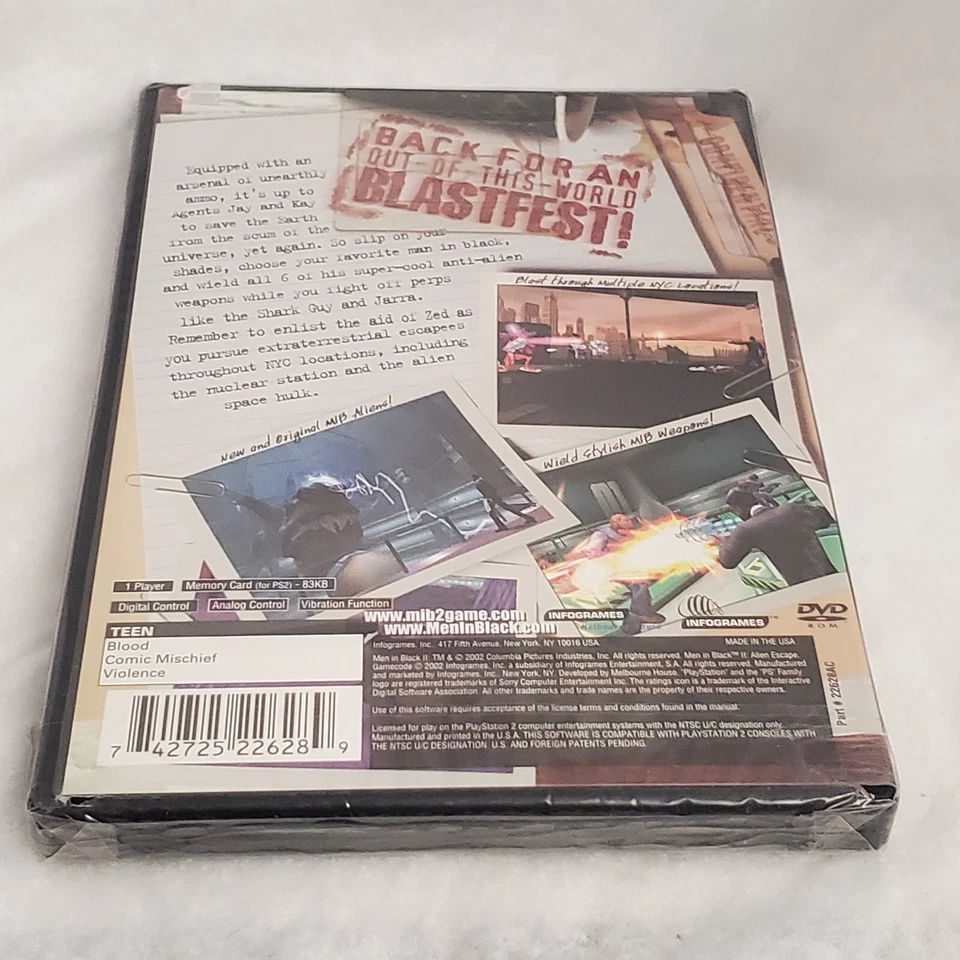 Men in Black II Alien Escape Sony PlayStation 2 2002 New Sealed Shelf Wear - Image 3 of 4