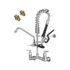 Commercial Sink Faucet with Sprayer 21" Height 8"Center Brass Constructed Wal...