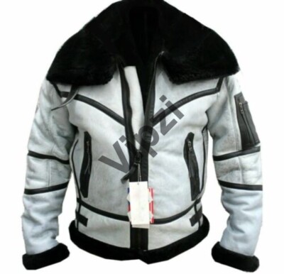 Men's RAF B3 Bomber Flight Aviator Shearling Sheep Skin Leather Jacket Coat M53