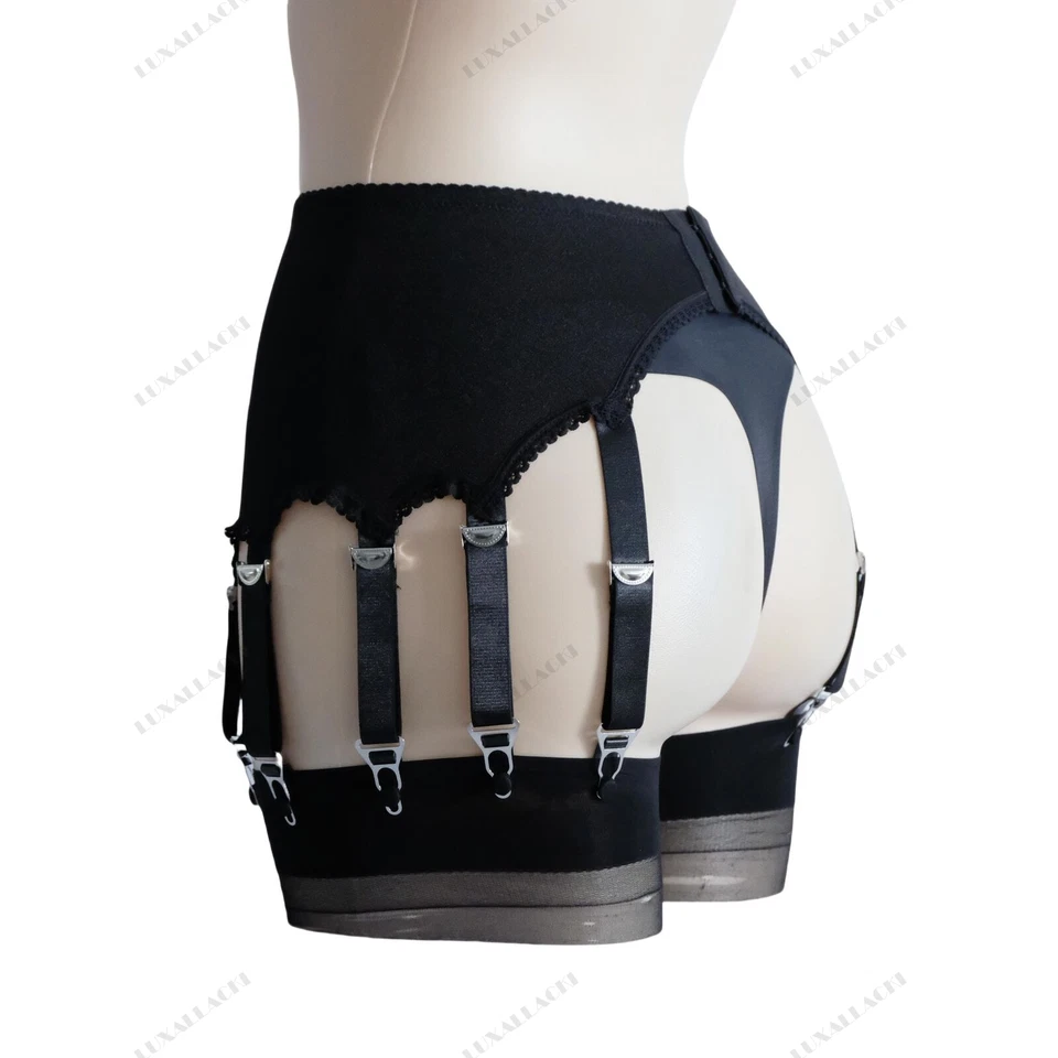 Luxallacki Clásico Sedoso Satén 12 Correas Liguero Clips de Metal Ropa Interior Foto 4 de 4