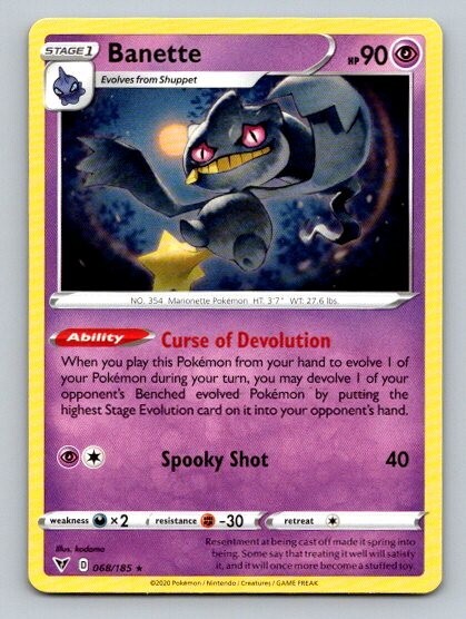 2020 Pokemon Card Vivid Voltage Banette 68/185