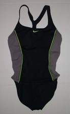 NIKE One Piece Swimsuit M MEDIUM BATHING SUIT BLACK GRAY RACERBACK