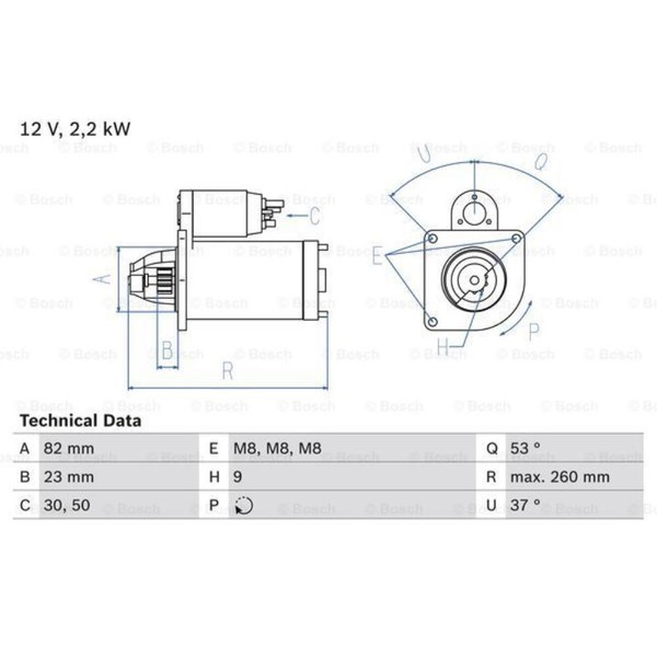 Bosch Anlasser Starter 2.2Kw FüR Fiat Ducato Pritsche/Fahrgestell Bus-image