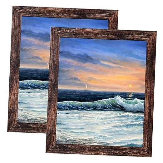 Picture Frame for Wall Mounting or Tabletop Display, 2 Pack 8x10 Brown