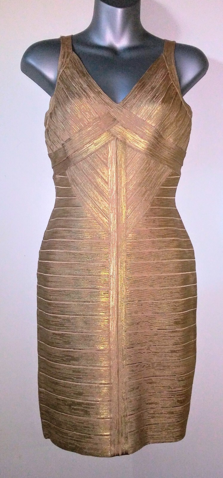slim fit dress slacks Bandage Strapless Foil Maxi Dress Gold main image 1