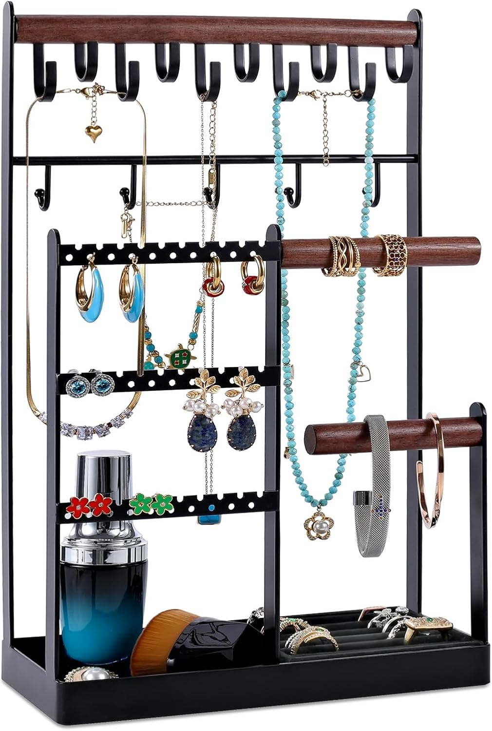Jewelry Organizer Stand, Necklace Holder with 15 Hooks, 5 Tier Jewelry Holder Ea-image