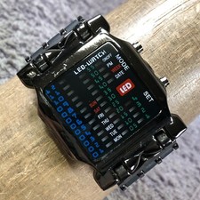 Unbranded Men Sport Black Rubber Square Quartz Digital 38mm LED Watch 8 1/4"