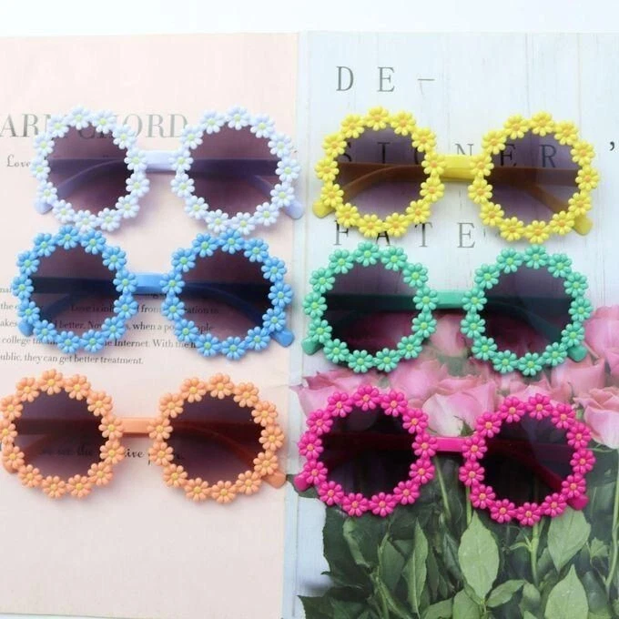 Lindas gafas de sol retro con flores margarita redondas hippie festival mujeres boho Foto 2 de 4