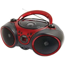 3W RMS Portable Stereo CD Player w/AM/FM Stereo Radio LED CD track Display Red