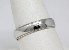 18 kt WHITE GOLD ∼5.1 mm MILGRAIN Edge WEDDING BAND Ring Size 9.75+ B4087