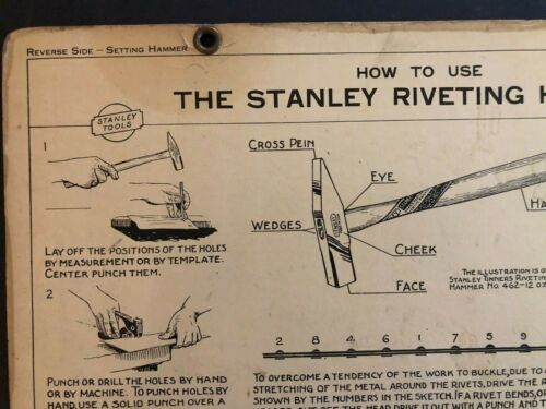 Vintage 1933 Stanley Tools Tabella istruzioni cartone pressato doppia faccia (4 di 14) - Foto 3 di 10