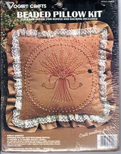 Vogart Crafts Beaded Pillow Kit  2528D "Wheat Harvest" 14" x 14" Made in USA