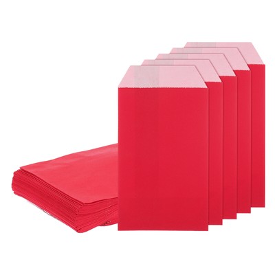  100 Stck. Kraftpapier Leckerbissen, 6 Zoll x 3 Zoll flache Gefälligkeitstaschen, rot