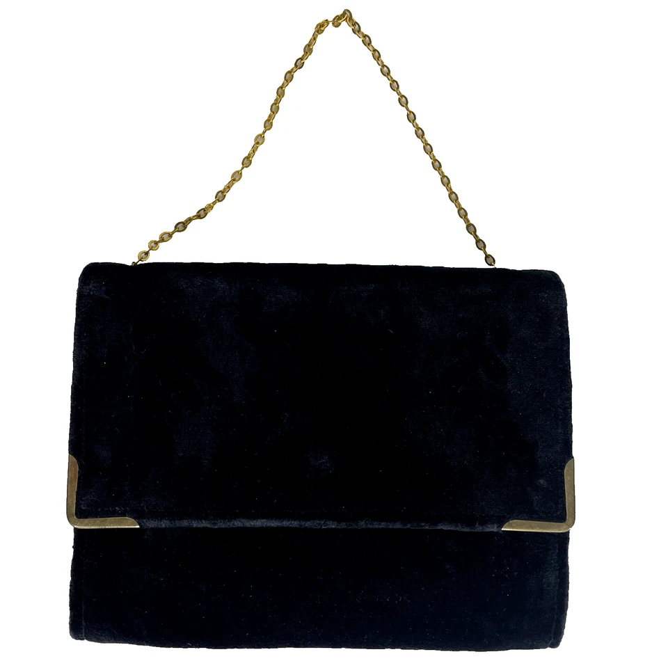 Velvet Clutch Menestrier Paris Moiré Lining Gold Trim Mid-Century VTG France - Image 3 of 4