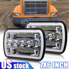 Pair 5X7 7x6 LED Headlights Hi Low Beam For International IHC 9200 9900 9400i