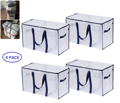 4PCS Extra Large Moving Storage Bags, Laundry Bags Heavy Duty Zippers Bags Tote
