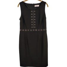 Kasper Womens SZ 10 Sheath Dress Black Grommet Studded Officecore Professional