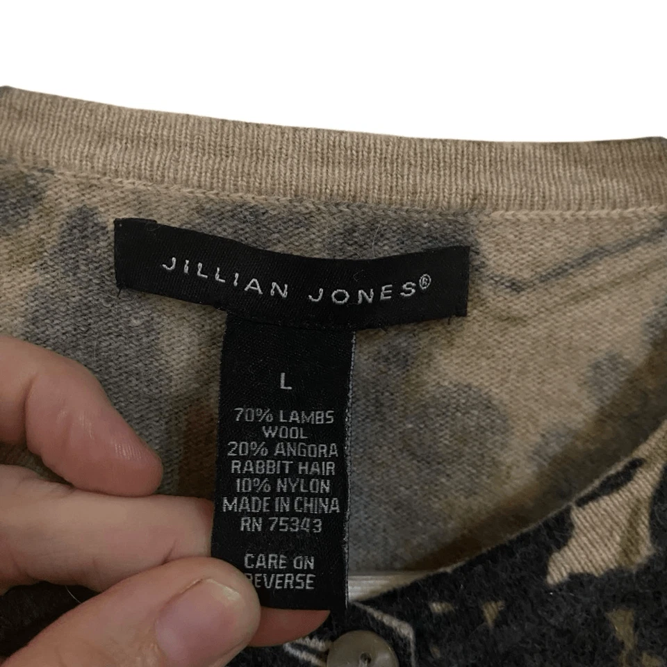 Cardigã Jillian Jones, coelho de lã leopardo, cabelo e mistura Gora bunda preta bronzeada - Imagem 3 de 4