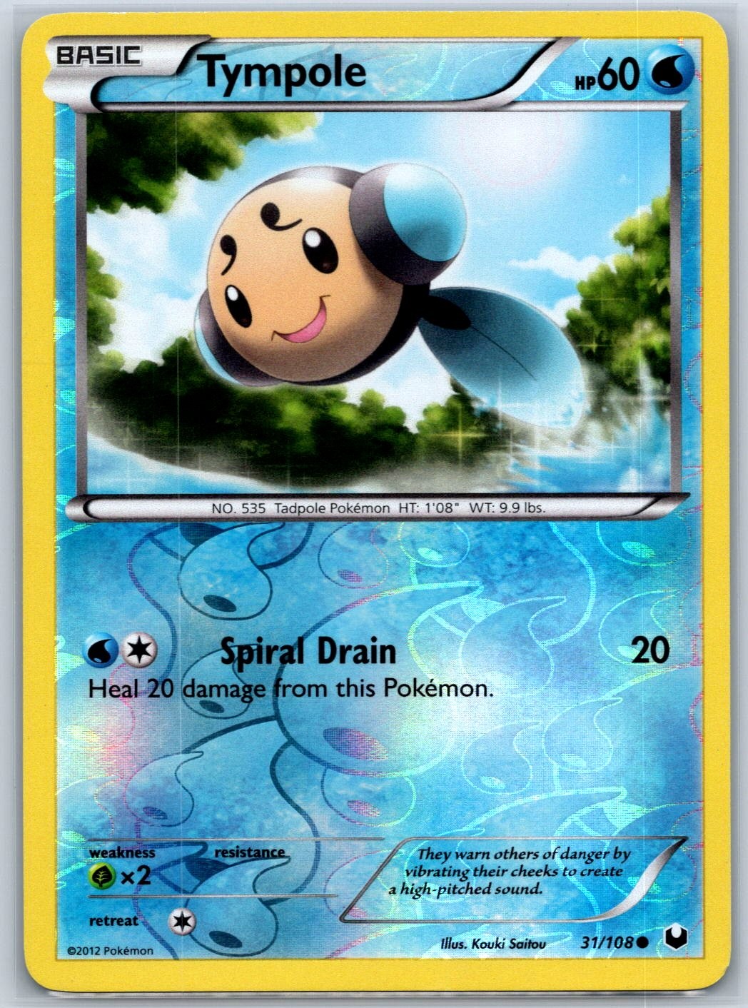 Tympole Reverse Holo Dark Explorers 31/108 LP Pokémon Card