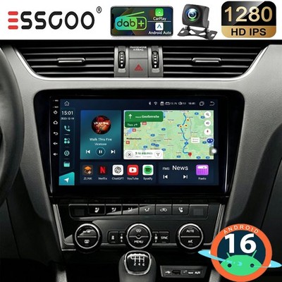 DAB+ Android16 Carplay Navi GPS BT5.0 Für Autoradio SKODA Octavia III 3 5E 13-18