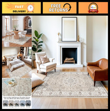 5x7 Washable Non-Slip Area Rug - Stain Resistant Vintage Soft Carpet for Home, O