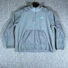 Nike Fleece Quarter Zip Pullover Sweatshirt Men's Size Large Gray Logo