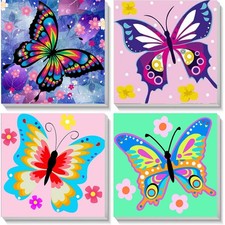 4 Pack Butterfly Paint by Number for Kids 8 8inch, BKH07 BKH08 BKH56 BKH58