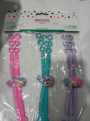 amscan Party Favor Bracelets Animals & Bugs Theme 8 Pack Pink Blue Purple Kids