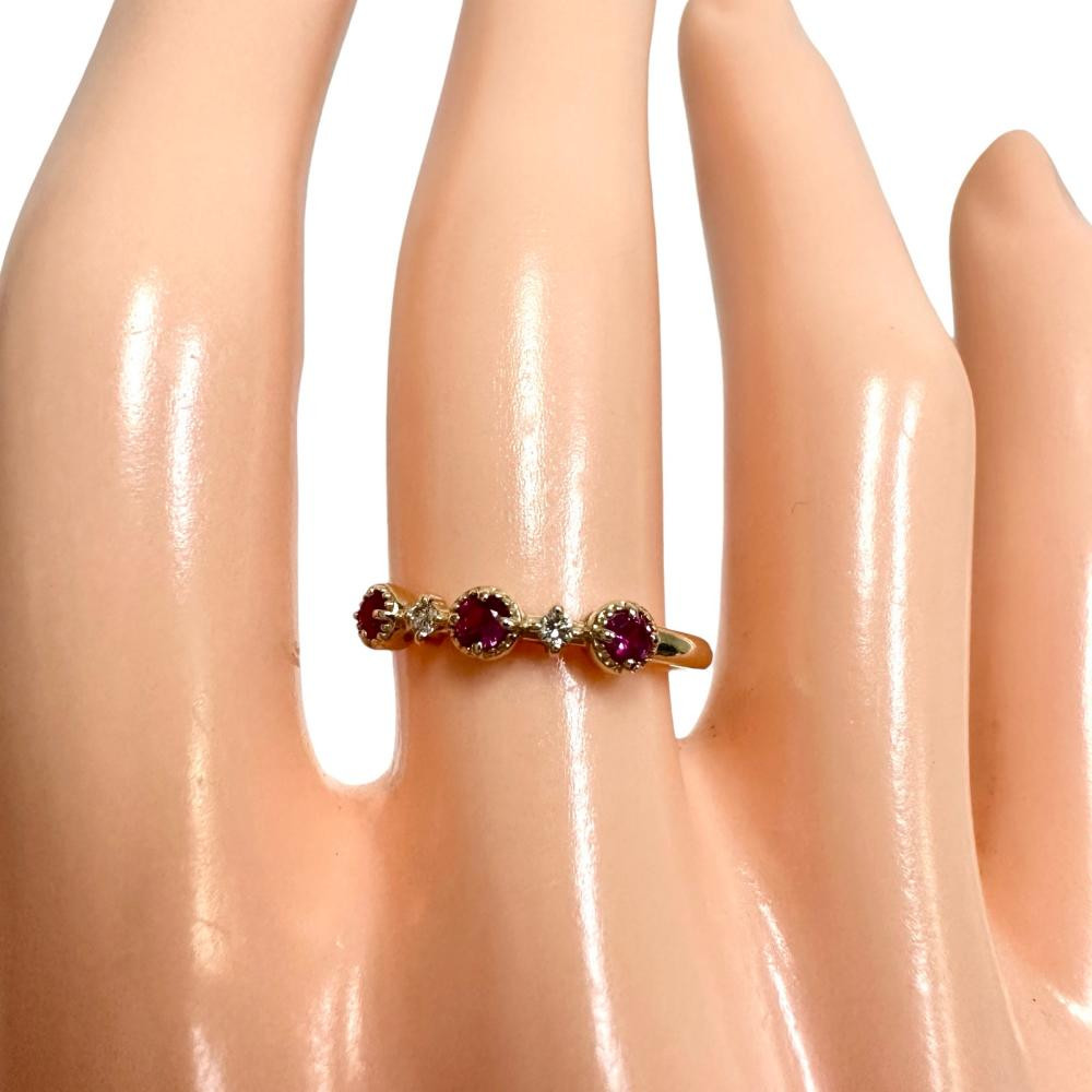 Authentic Ruby Diamond Ring 10K Gold JP5 US3.25 E… - image 8