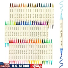 Dual Tip Acrylic Brush Markers Set 120 Colors Flexible Water Based Paint Pens US