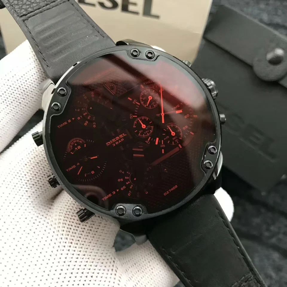 Nuevo reloj de cuero negro cronógrafo DZ7402 Mr Daddy 2.0 genuino 57 mm Foto 3 de 4