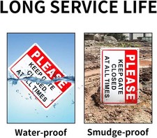 2-Pack Please Keep Gate Closed At All Times Sign 10"x 7" .04" Aluminum Reflec...