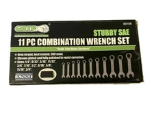 GRIP 11pc Stubby SAE Combination Wrenches Standard Tools Set 89106