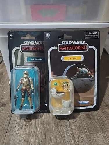 STAR WARS VINTAGE The MANDALORIAN: SHORETROOPER - CARBONIZED & THE CHILD NEW