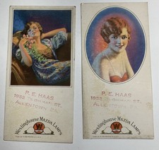 2 Diff Pressler Art Pretty Ladies Ink Blotter Mini Sign Westinghouse Mazda Lamps