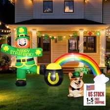 7FT Long St Patricks Day Inflatables Leprechaun Outdoor Decorations, Blow Up