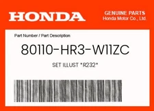 Honda Genuine Set Illust *R232* - 80110-Hr3-W11Zc