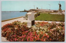 Vintage Photochrome Memorial Park Clearwater FL Bridge Postcard by Ward Beckett