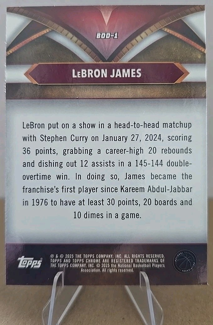 2025 Topps Chrome Lebron James #BOD-1 Pink Refractor | eBay