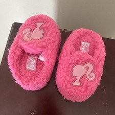 Barbie Pink Plush Fuzzy Slippers Shoes Size 5/6, 2-Piece Set