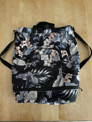 Drawstring Backpack Zippered Pockets Floral Sport Gym Waterproof Cinch Sack