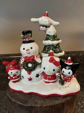 Hello Kitty Christmas Tree Candle House Tea Light Blue Sky Clayworks Tree NEW