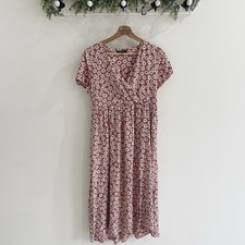 Madewell Clara Burnt Orange Falling Daisy floral faux wrap Midi sundress NA239 M