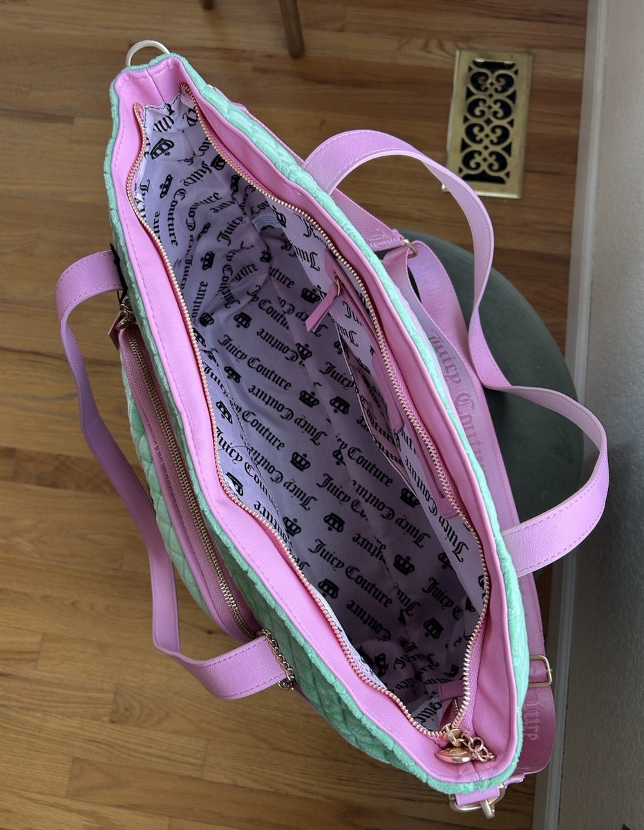 New! Juicy Couture Juicy Tale Retro Green Pink Weekender Shoulder
